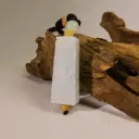 白底飄藍綠雕花柱子掛件