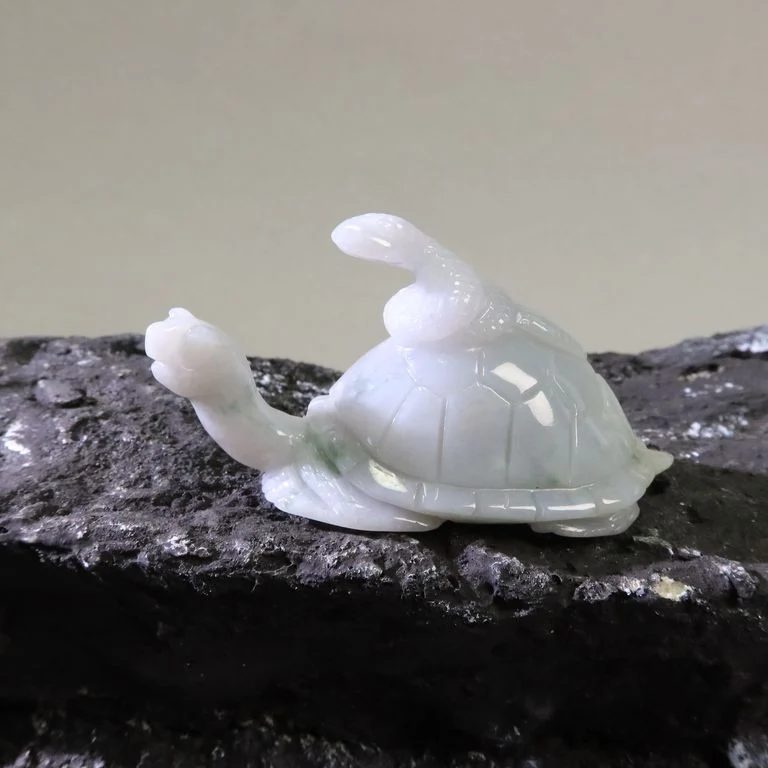 [JEJ-2980] 白玉小飄花玄武北方靈獸擺件