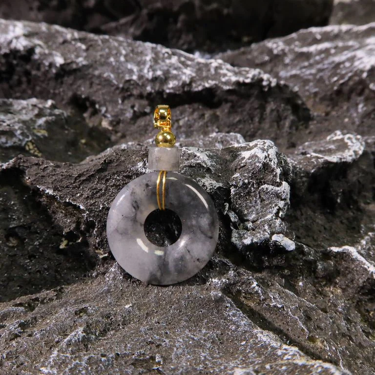[SP-JDC-02480] 山水墨冰烏雞甜甜圈吊墜18K