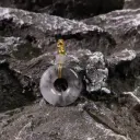 山水墨冰烏雞甜甜圈吊墜18K