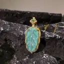 冰藍水豪鑲款葉子吊墜 [危地馬拉翡翠]
