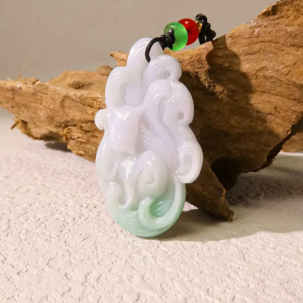 [SA-JAH-00868] 白底飄綠九尾狐吊墜