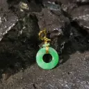 陽綠花青小精緻甜甜圈吊墜