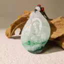 綠底飄辣綠意境悟道吊墜掛件