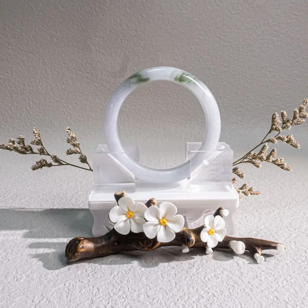 [SJAA-04800] 白底青飄水草綠花正圈56.7mm