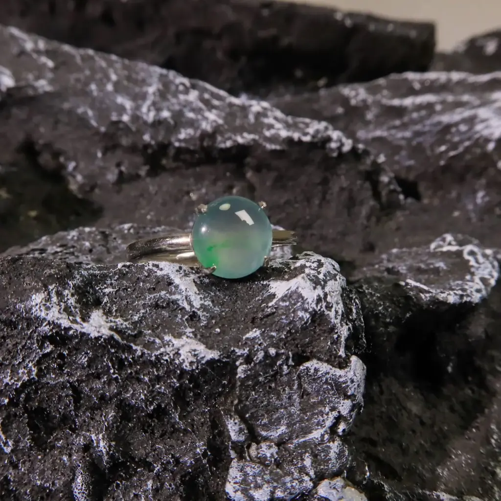 [SR-JAC-01180] 高冰玻藍水底飄金絲綠戒指 [危地馬拉翡翠]