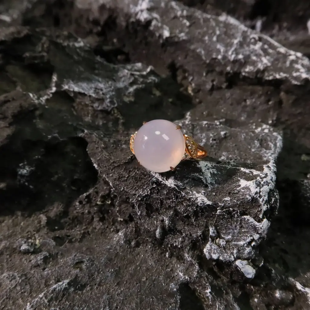 [SRJIJ-4180] 冰粉紫大圓蛋面玫瑰金戒指