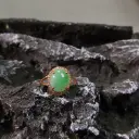 甜陽綠蛋面玫瑰金戒指
